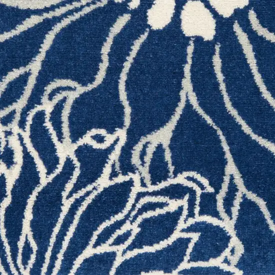 Blue And Ivory Floral Power Loom Area Rug Photo 9