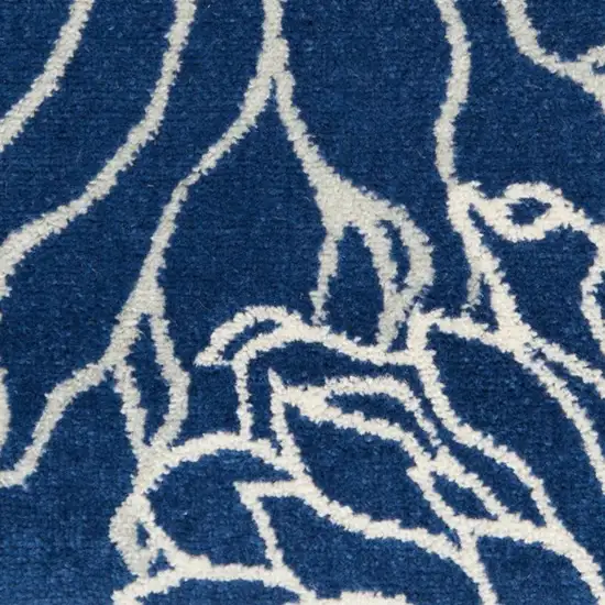 Blue And Ivory Floral Power Loom Area Rug Photo 9