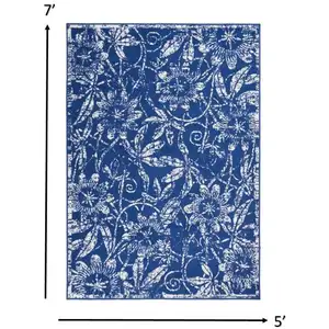 Photo of Navy and Ivory Floral Vines Area Rug