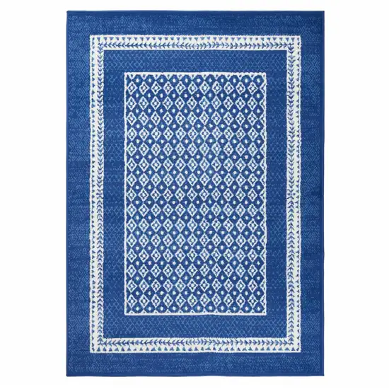 Navy and Ivory Geometric Area Rug Photo 9