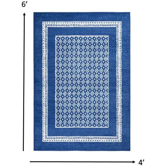 Navy and Ivory Geometric Area Rug Photo 1