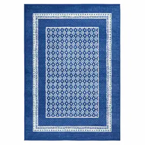 Photo of Navy and Ivory Geometric Area Rug