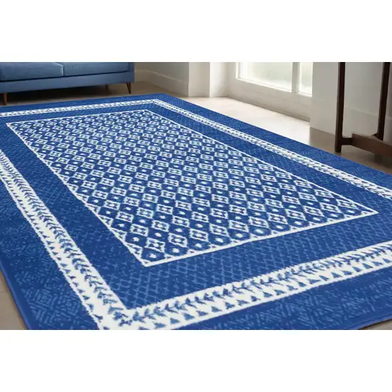 Navy Blue Geometric Dhurrie Area Rug Photo 1