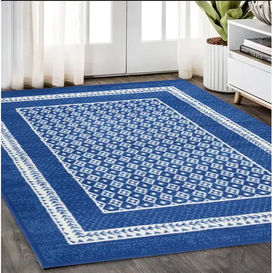 Blue And White Geometric Area Rug Photo 2