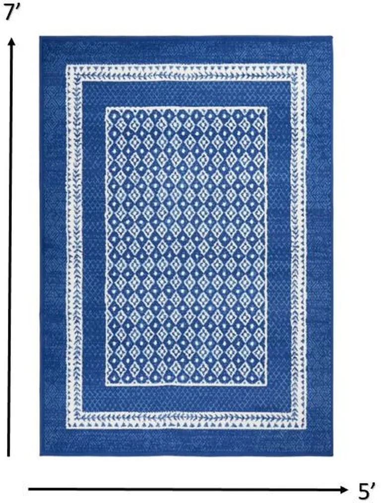 Navy and Ivory Geometric Area Rug Photo 1