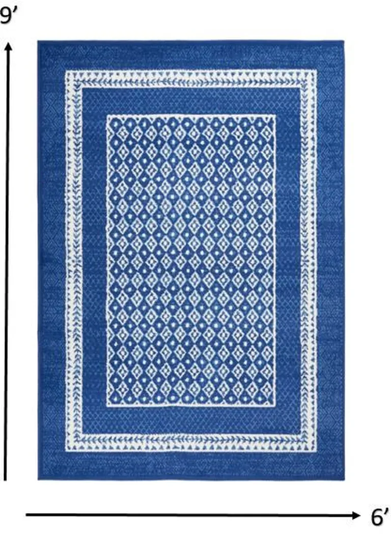 Navy and Ivory Geometric Area Rug Photo 4