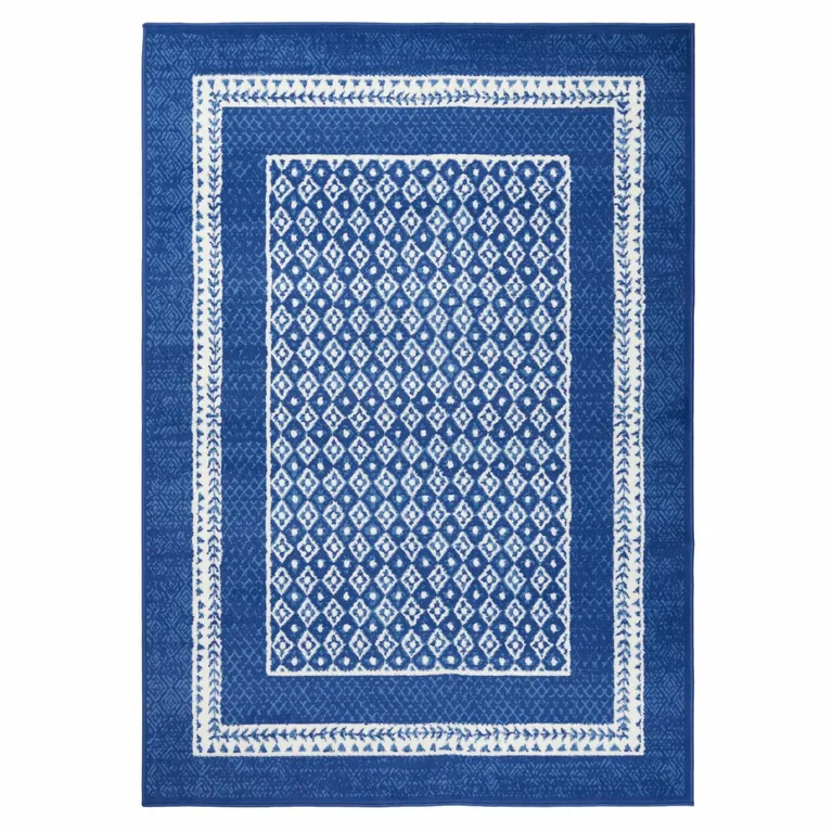 Navy and Ivory Geometric Area Rug Photo 3