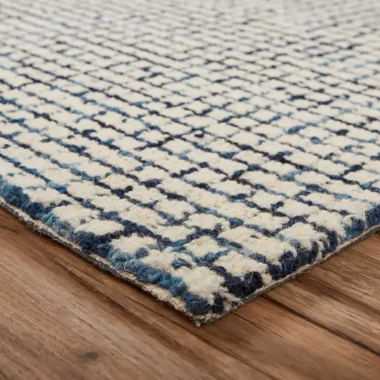 Navy and Ivory Grids Area Rug Photo 5