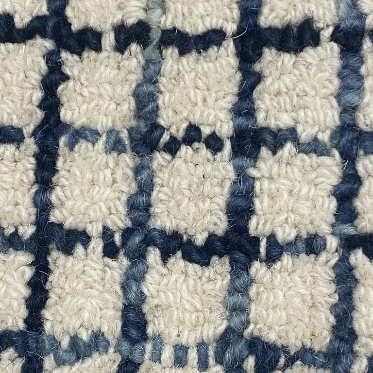 Navy and Ivory Grids Area Rug Photo 2