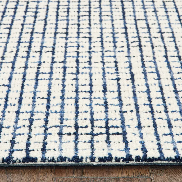 Navy and Ivory Grids Area Rug Photo 4