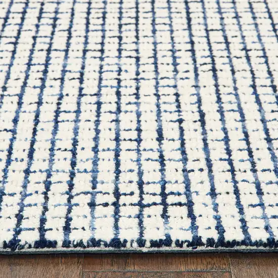 Navy and Ivory Grids Area Rug Photo 4