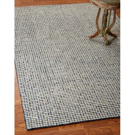 Navy and Ivory Grids Area Rug Photo 9