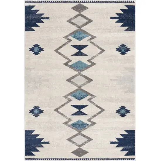 Blue and Ivory Southwestern Area Rug Photo 2