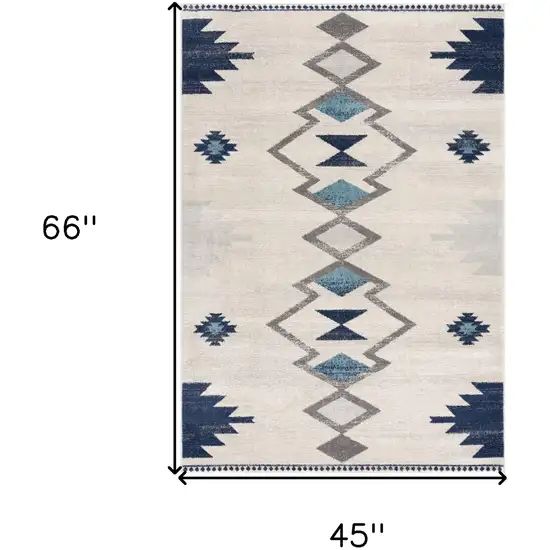 Blue and Ivory Southwestern Area Rug Photo 3