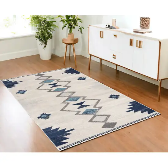 Cream Southwestern Dhurrie Area Rug Photo 1