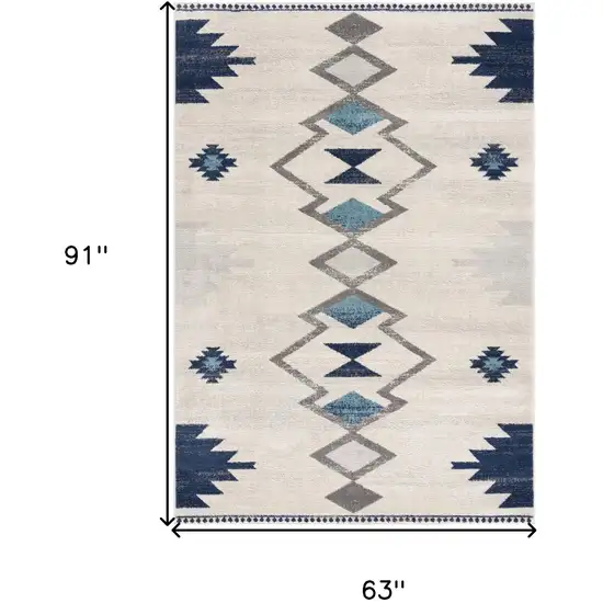 Blue and Ivory Southwestern Area Rug Photo 3