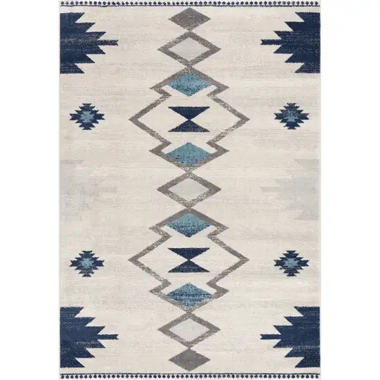 Navy and Ivory Tribal Pattern Area Rug Photo 3