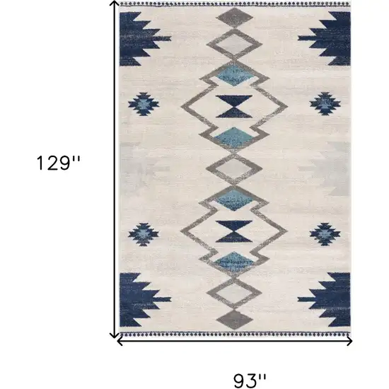 Blue and Ivory Southwestern Area Rug Photo 3