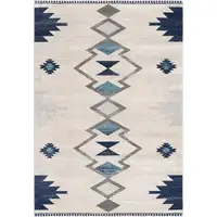 Photo of Navy and Ivory Tribal Pattern Runner Rug