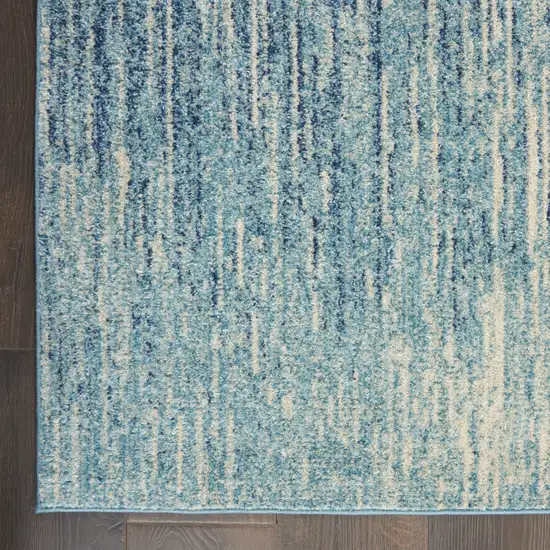 Blue and Ivory Abstract Stripes Power Loom Area Rug Photo 3