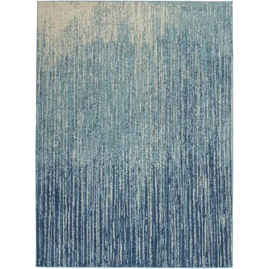 Blue and Ivory Abstract Stripes Power Loom Area Rug Photo 9