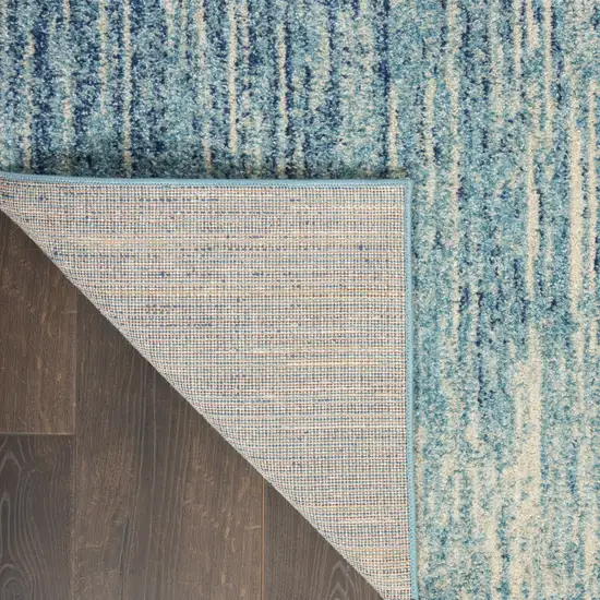 Ivory And Blue Abstract Stripes Power Loom Area Rug Photo 4