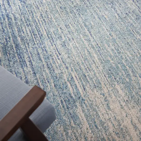 Ivory And Blue Abstract Stripes Power Loom Area Rug Photo 7