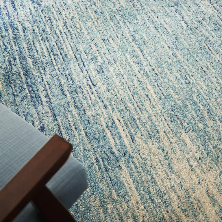 Navy and Light Blue Abstract Area Rug Photo 4