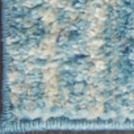 Blue And Ivory Abstract Area Rug Photo 5