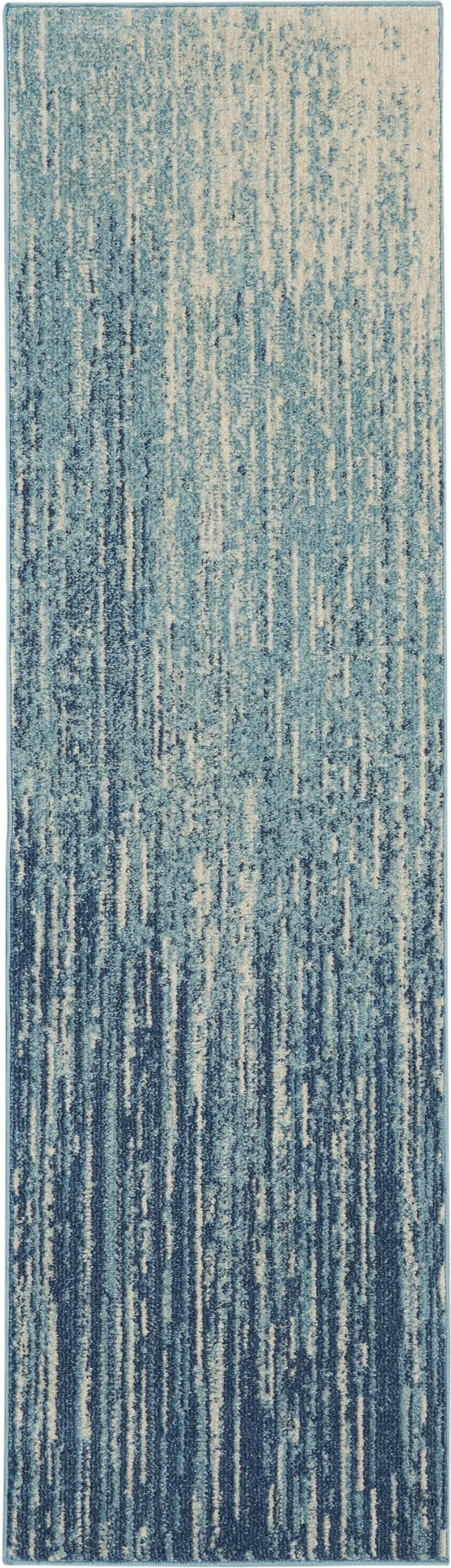Navy and Light Blue Abstract Runner Rug Photo 1