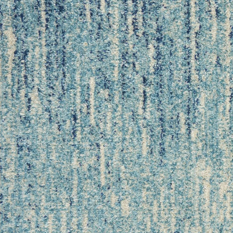 Navy and Light Blue Abstract Runner Rug Photo 4