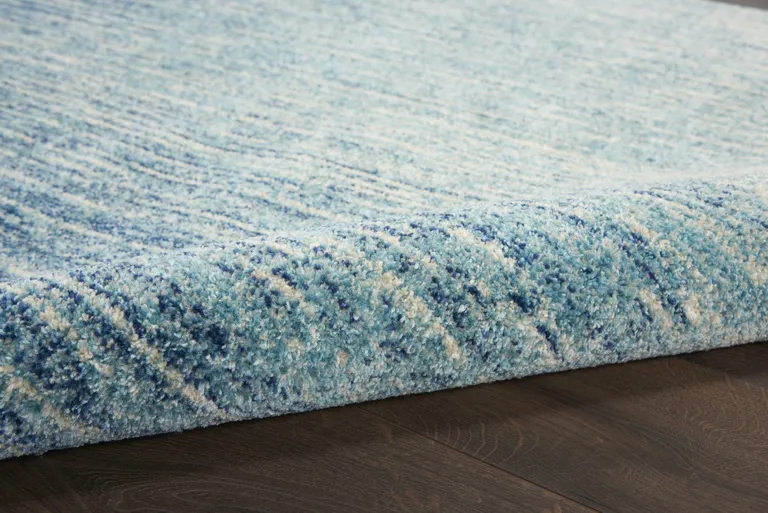 Navy and Light Blue Abstract Runner Rug Photo 3