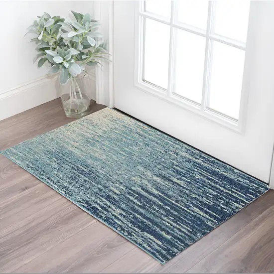 Blue And Ivory Abstract Area Rug Photo 2