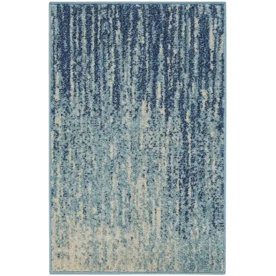 Blue And Ivory Abstract Area Rug Photo 3