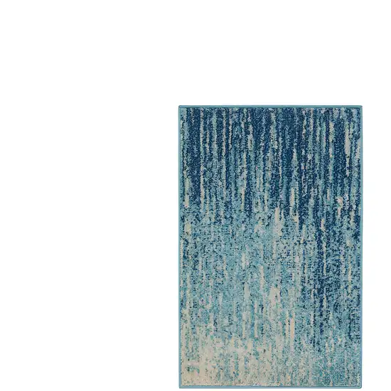 Blue and Ivory Abstract Power Loom Area Rug Photo 1