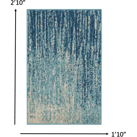 Ivory And Blue Abstract Power Loom Area Rug Photo 3