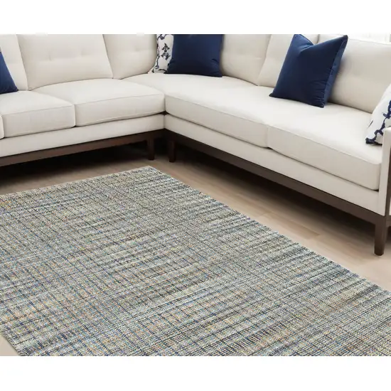 Blue and Ivory Hand Woven Area Rug Photo 1