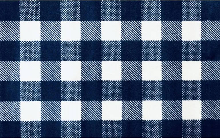 Navy and White Buffalo Plaid Washable Floor Mat Photo 2