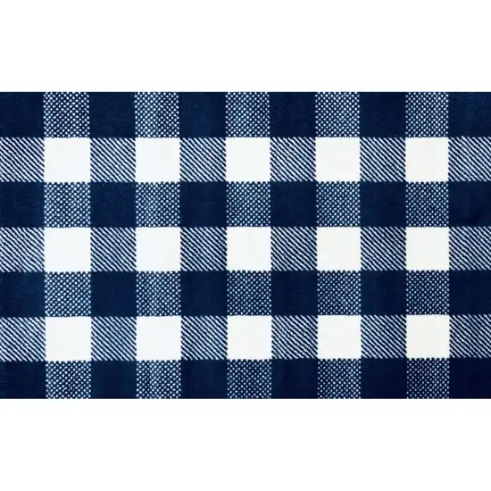 Navy and White Buffalo Plaid Washable Floor Mat Photo 2