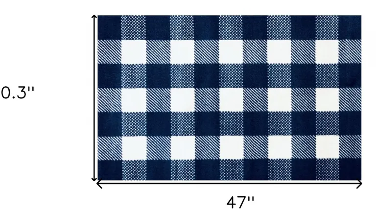 Navy and White Buffalo Plaid Washable Floor Mat Photo 4