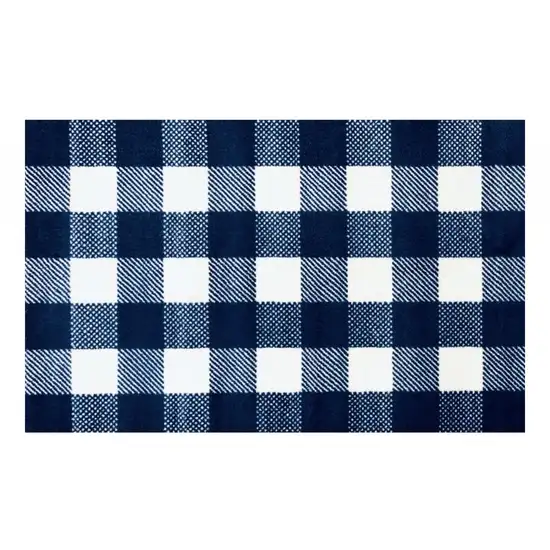 Navy and White Buffalo Plaid Washable Floor Mat Photo 1