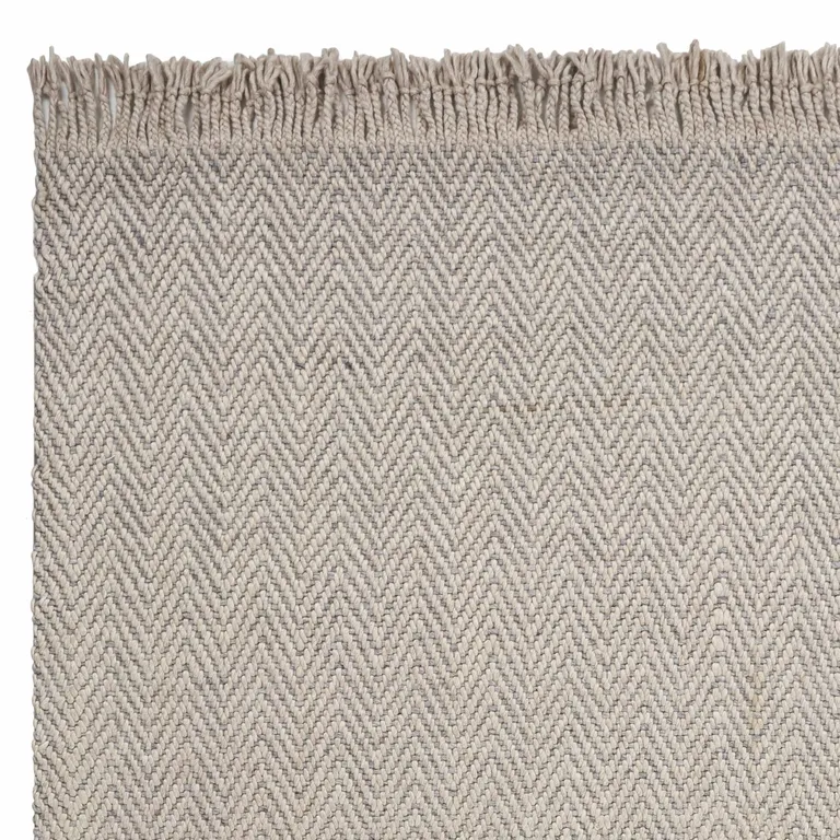 Oatmeal Beige Hand Woven Herringbone Indoor Area Rug Photo 3