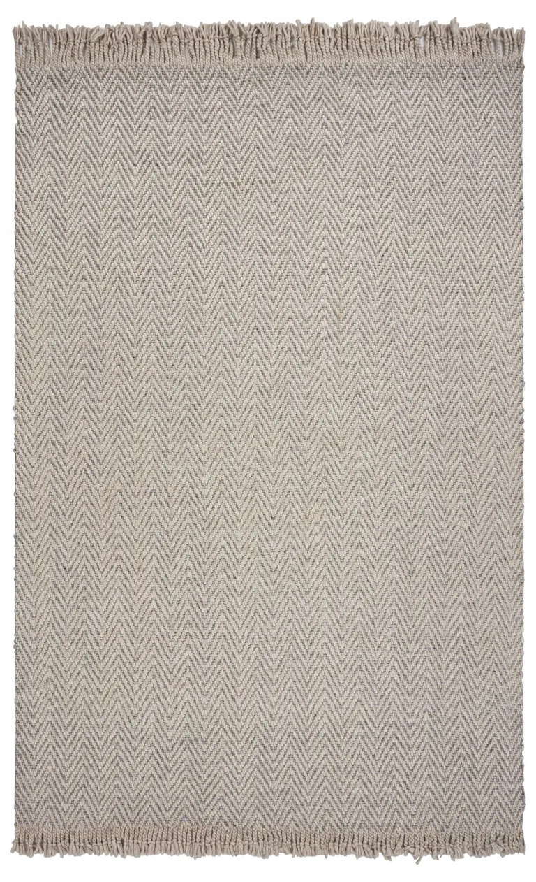 Oatmeal Beige Hand Woven Herringbone Indoor Area Rug Photo 1