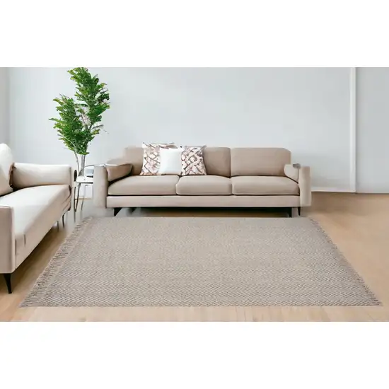 8'X10' Oatmeal Beige Hand Woven Herringbone Indoor Area Rug Photo 1