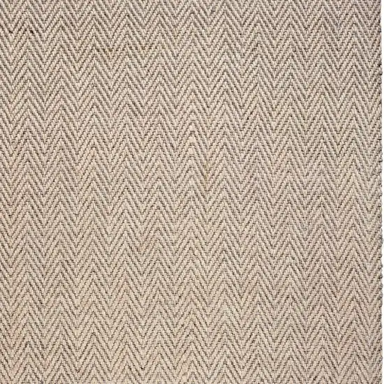 9'X12' Oatmeal Beige Hand Woven Herringbone With Braided Fringe Indoor Area Rug Photo 3