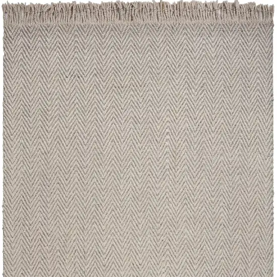 Oatmeal Braided Herringbone Area Rug With Fringe Photo 5