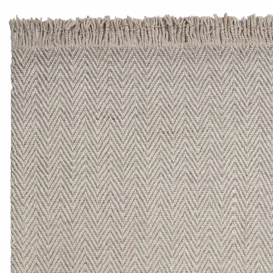 Oatmeal Braided Herringbone Area Rug with Fringe Photo 3