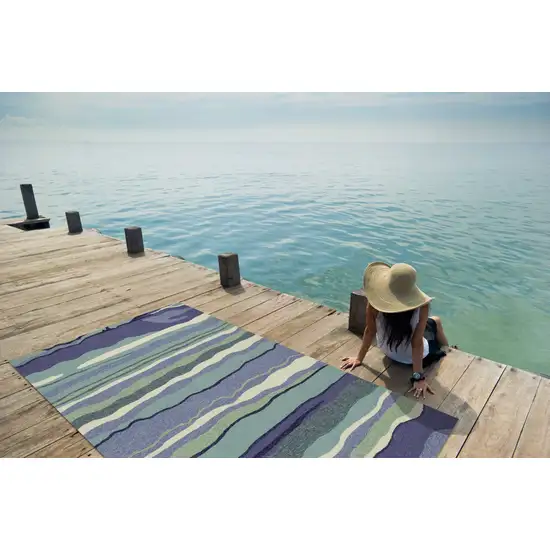 Ocean Abstract Design UV Treated Indoor Outdoor Area Rug Photo 6