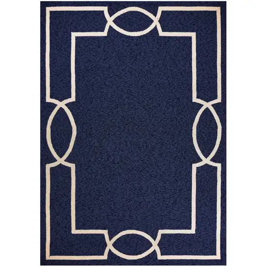 Blue and Ivory Handmade Indoor Outdoor Area Rug Photo 1