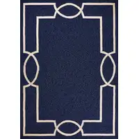 Photo of Ocean Blue Hand Hooked UV Treated Bordered Indoor Outdoor Accent Rug